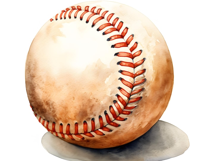 Baseball Clipart, Baseball Balls Images, 10 Watercolor Clip Art, Printable JPGs, Instant Download, Commercial Use, Paper craft