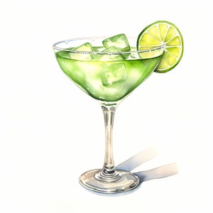 Margarita cocktail clipart, alcohol drankjes afbeeldingen, 10 aquarel illustraties, afdrukbare jpg's, instant download, commercieel gebruik, papercraft