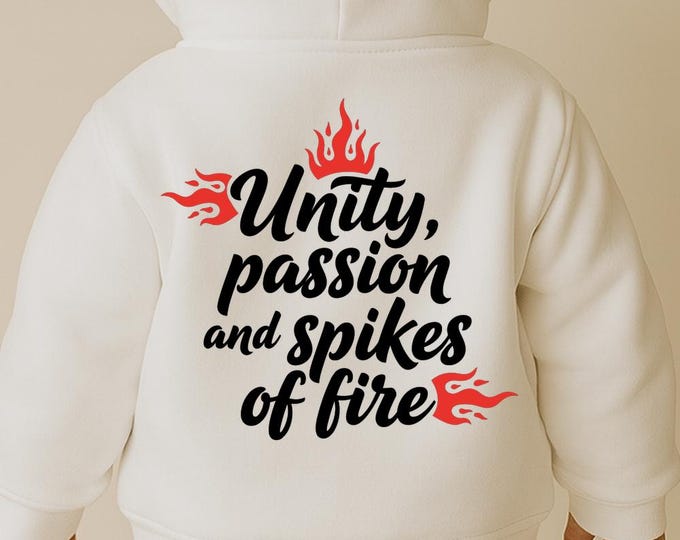 Unity Passion and Spikes of Fire Volleyball SVG, Motivational Sports Quote T-Shirt Print, DXF PNG Design for Cricut Silhouette