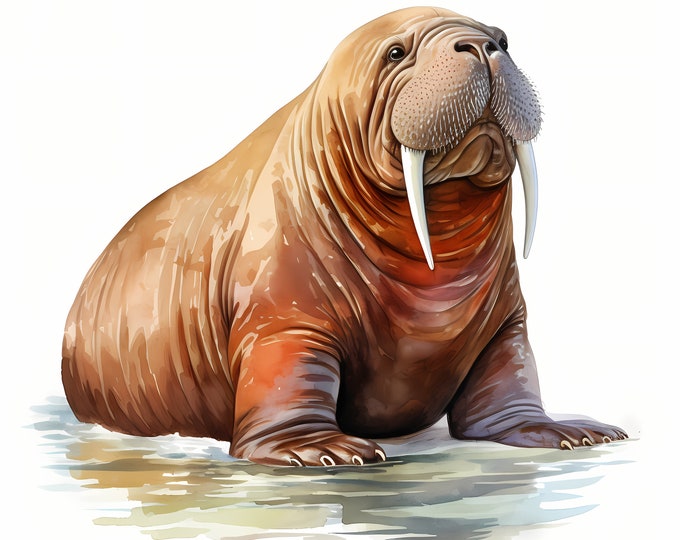 Walrus Clipart, Arctic Walrus Images, 10 Watercolor Clip Art, Printable JPGs, Instant Download, Commercial Use, Paper craft