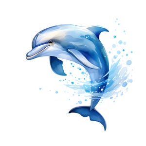 Clipart dauphin mignon, images de dauphins, 10 cliparts aquarelle, fichiers JPG imprimables, téléchargement immédiat, usage commercial, créations en papier