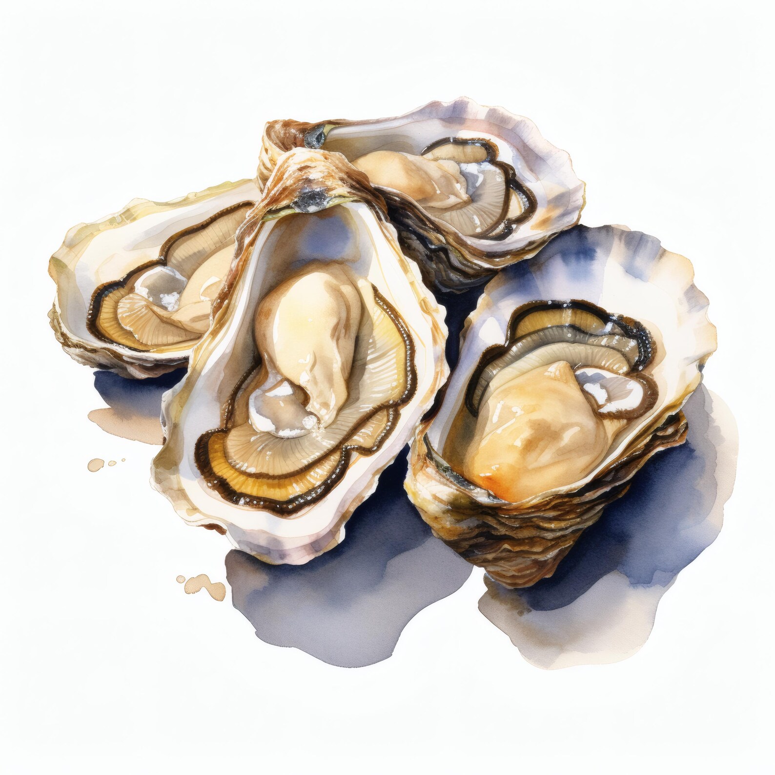 Oysters Clipart, Shellfish Seafood Images, 10 Watercolor Clip Art ...