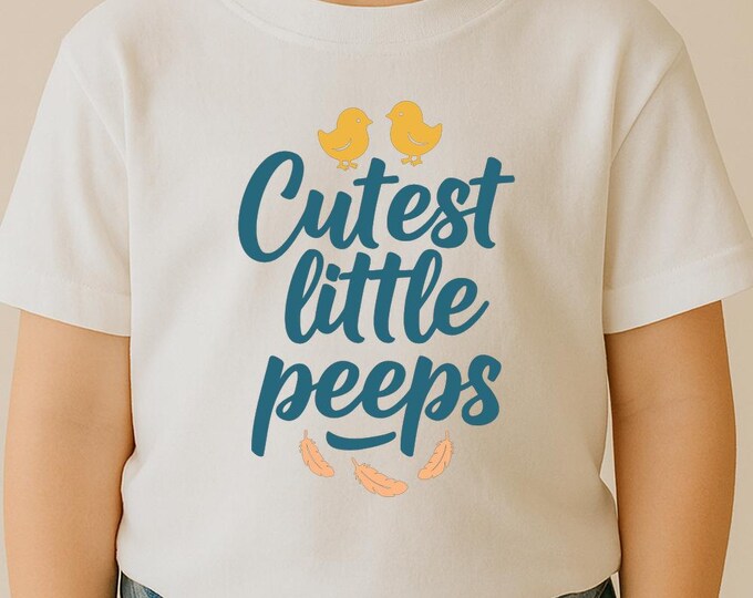 Cutest Little Peeps SVG, Baby Chicks Easter Quote T-Shirt Print, Farm Animal DXF PNG Cutting Design for Cricut Silhouette