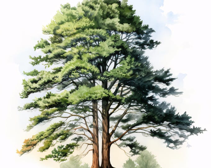 Pine Tree Clipart, Forest Evergreen Images, 10 Watercolor Clip Art, Printable JPGs, Instant Download, Commercial Use, Paper Craft