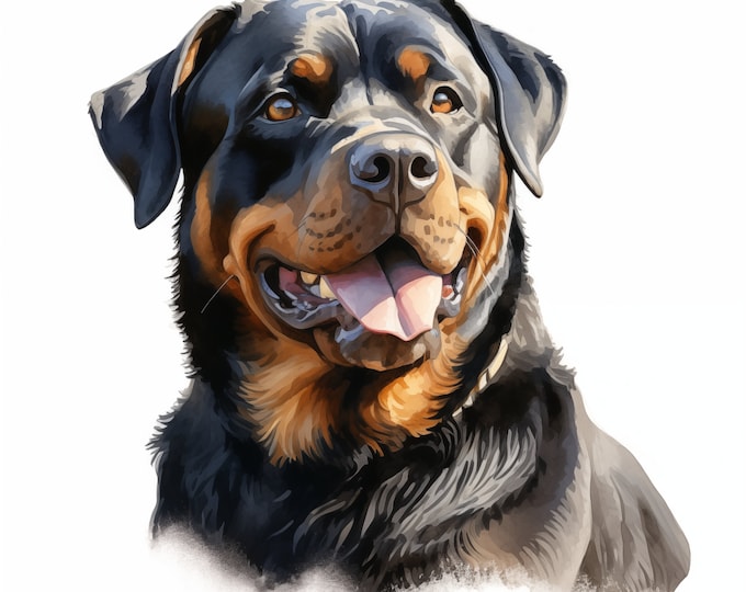 Rottweiler Clipart, Rottweiler Dog Images, 10 Watercolor Clip Art, Printable JPGs, Instant Download, Commercial Use, Paper craft