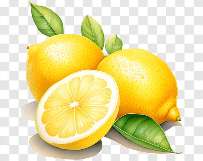 10 PNG Lemon, Fresh Citrus Clipart, Watercolor Clip Art, Instant Download, Commercial Use, Transparent Background