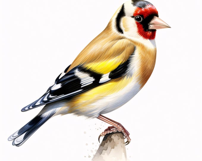 Goldfinch Bird Clipart, Songbird Images, 10 Watercolor Clip Art, Printable JPGs, Instant Download, Commercial Use, Paper Craft