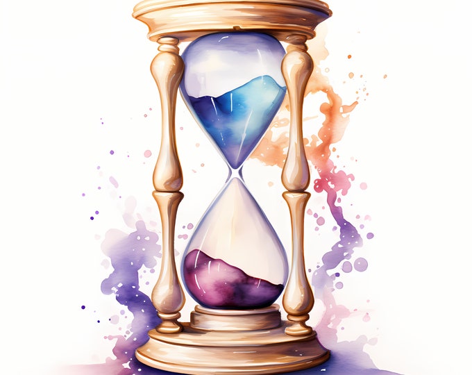 Hourglass Clipart, Magical Hourglasses Images, 10 Watercolor Clip Art, Printable JPGs, Instant Download, Commercial Use, Paper craft