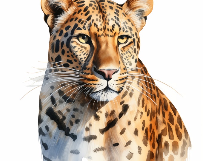 Leopard Clipart, Leopard Images, 10 Watercolor Clip Art, Printable JPGs, Instant Download, Commercial Use, Paper craft