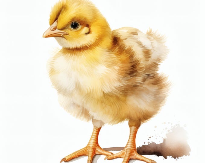 Baby Chick Clipart, Cute Easter Chick Images, 10 Watercolor Clip Art, Printable JPGs, Instant Download, Commercial Use, Paper craft