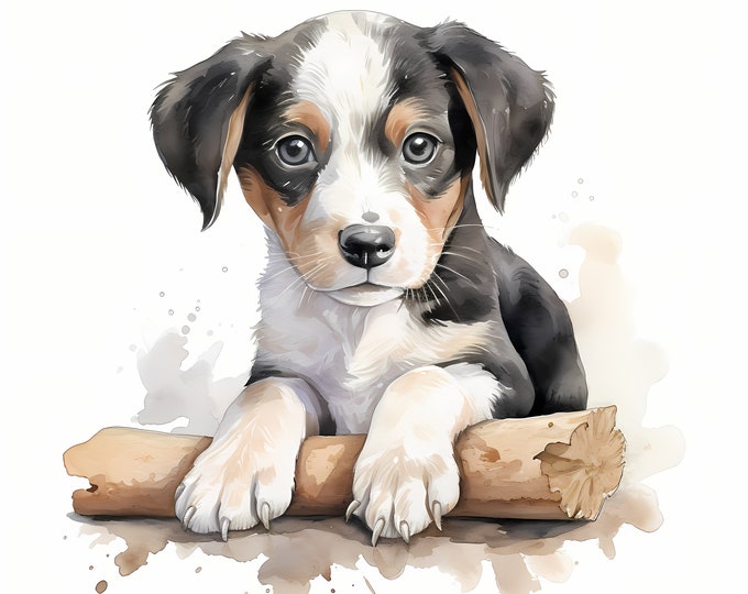 Puppy Clipart, Little Dog Images, 10 Watercolor Clip Art, Printable JPGs, Instant Download, Commercial Use, Paper craft