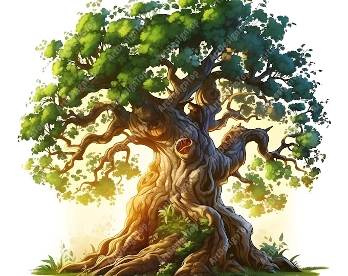 Old Tree Clipart, Mystical Trees Images, 10 Watercolor Clip Art, Printable JPGs, Instant Download, Commercial Use, Paper craft