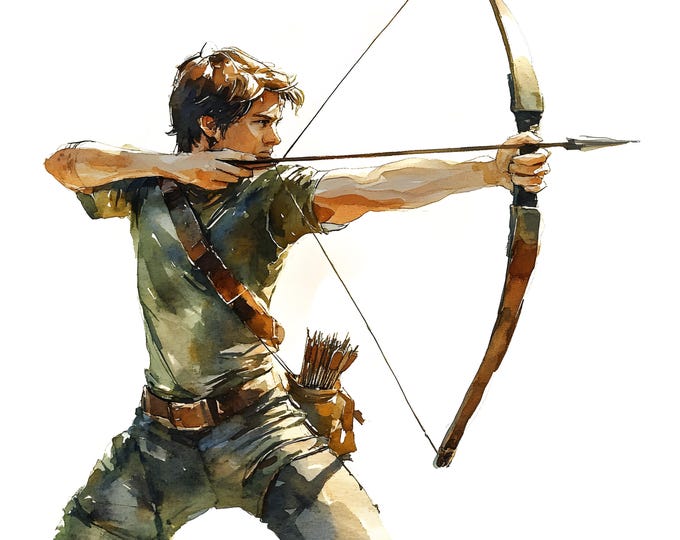 Archer Clipart, Archery Images, 10 Watercolor Clip Art, Printable JPGs, Instant Download, Commercial Use, Paper craft