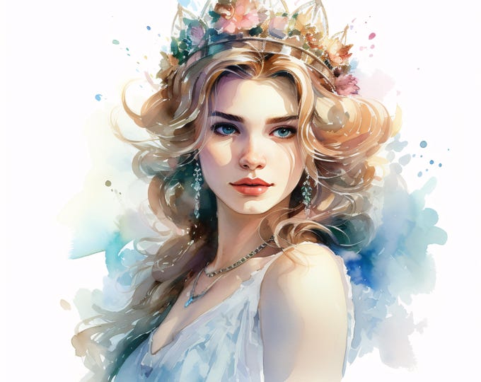 Watercolor Princess Clipart: Fairytale Royal Images (JPG Download, Commercial Use)