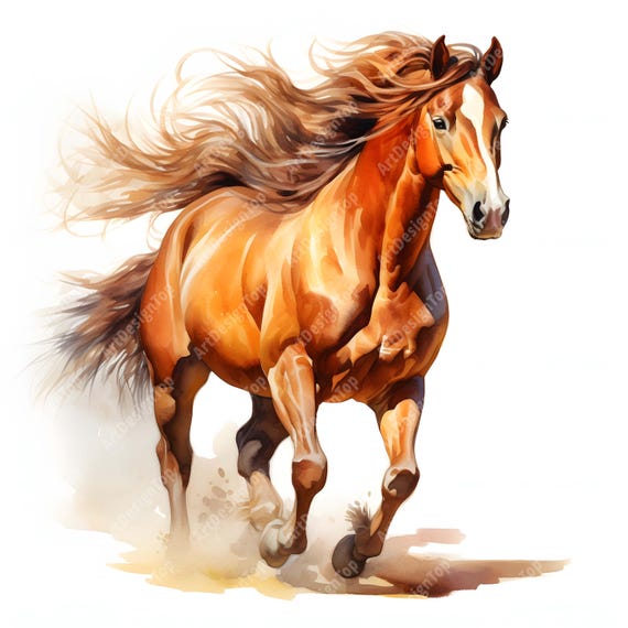 馬のクリップアート、馬の画像、水彩画のクリップアート10点、印刷可能