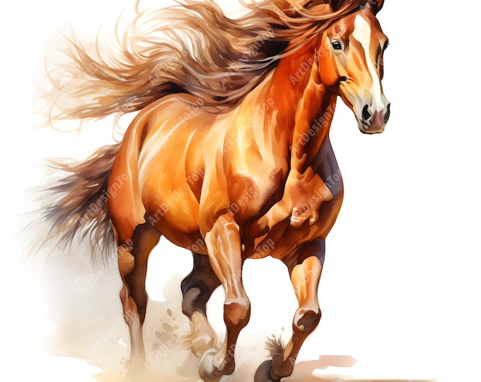 Horse Clipart, Horses Images, 10 Watercolor Clip Art, Printable JPGs, Instant Download, Commercial Use, Paper craft