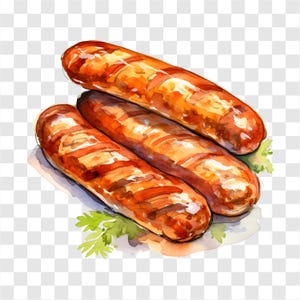 10 PNG Grillwurst, Grillwürstchen Clipart, Aquarell Clip Art, Sofort Download, kommerzielle Nutzung, Papiermodell