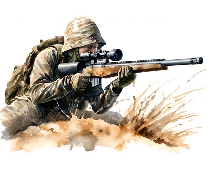 Sniper Clipart, Rifle Man Images, 10 Watercolor Clip Art, Printable JPGs, Instant Download, Commercial Use, Paper craft