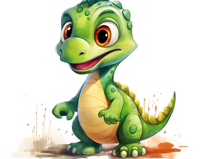 Baby Dinosaur Clipart, Cute Dinosaur Images, 10 Watercolor Clip Art, Printable JPGs, Instant Download, Commercial Use, Paper craft