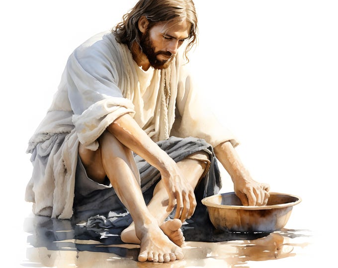 Jesus Washing Feet Clipart, Jesus Christ Images, 10 Watercolor Clip Art, Printable JPGs, Instant Download, Commercial Use, Paper craft