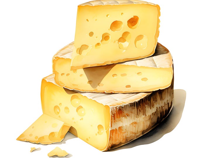 Cheese Clipart, Cheese Cut Images, 10 Watercolor Clip Art, Printable JPGs, Instant Download, Commercial Use, Paper craft