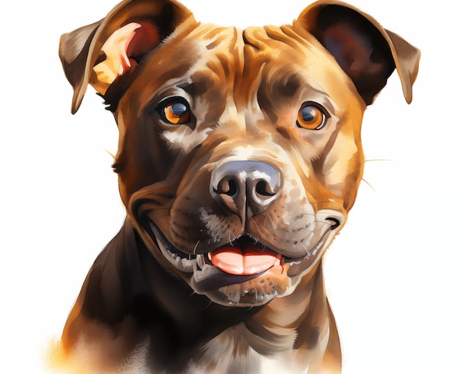 Staffy Clipart, Stafford Dog Images, 10 Watercolor Clip Art, Printable JPGs, Instant Download, Commercial Use, Staffordshire Bull Terrier