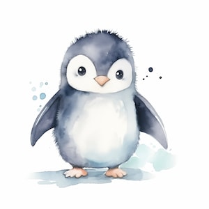 Imágenes Prediseñadas de pingüinos, imágenes de pingüinos lindos, 10 imágenes prediseñadas de acuarela, JPG imprimibles, descarga instantánea, uso comercial, artesanía de papel