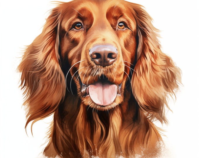 Irish Setter Clipart, Setter Dog Images, 10 Watercolor Clip Art, Printable JPGs, Instant Download, Commercial Use, Paper craft