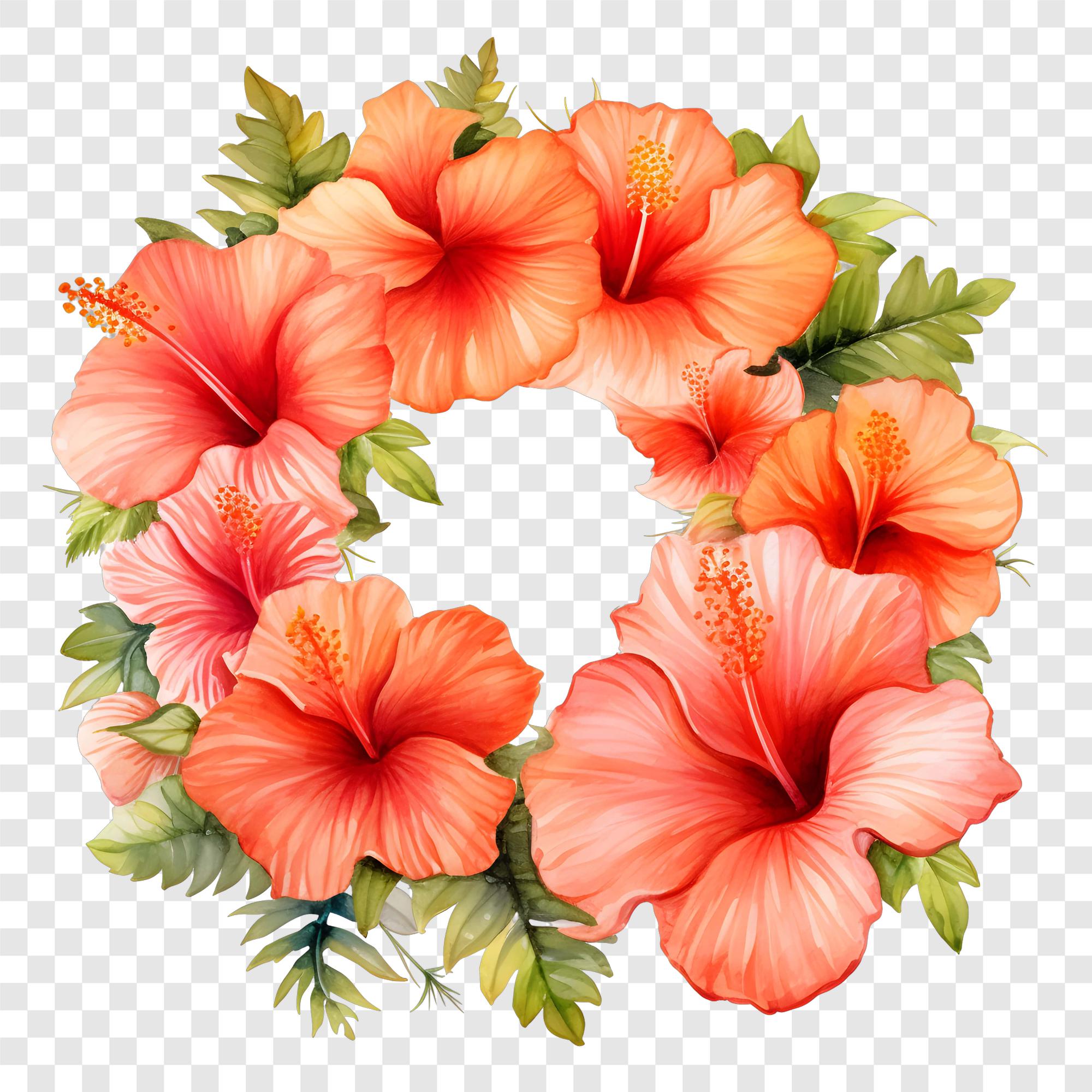10 PNG Hibiscus Wreath Clipart, Tropical Floral Frame Images ...