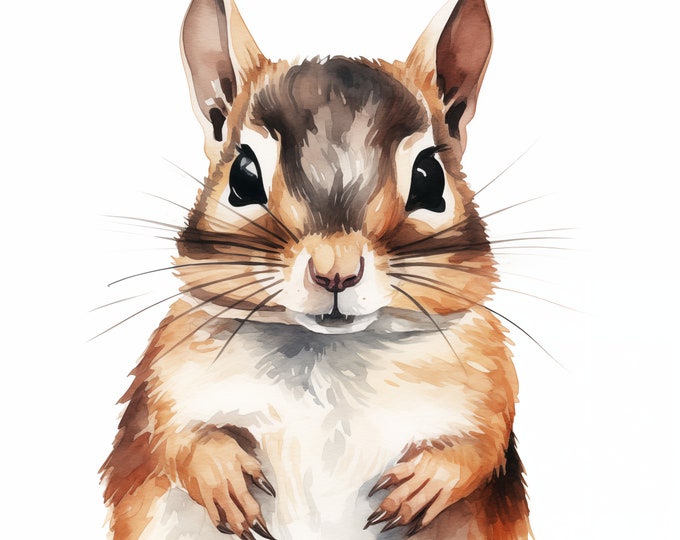Chipmunk Clipart, Funny Squirrel Images, 12 Watercolor Clip Art, Printable JPGs, Instant Download, Commercial Use, Paper craft