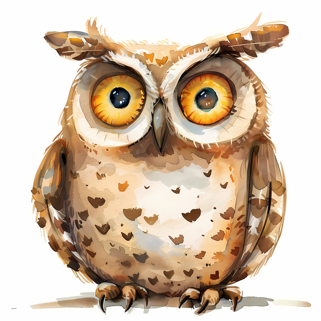 Quirky Owl Clipart, Whimsical Owls Images, 10 Watercolor Clip Art ...