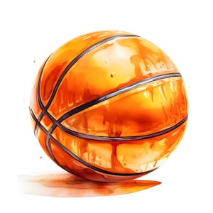 Clipart de basket-ball, images de ballon de basket-ball, 10 images clipart aquarelle, fichiers JPG imprimables, téléchargement immédiat, usage commercial, créations en papier