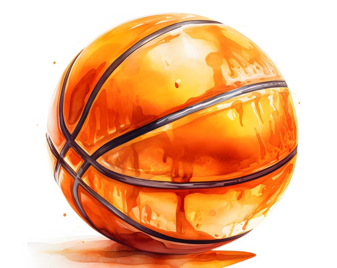 Basketball Clipart, Basketball Ball Images, 10 Watercolor Clip Art, Printable JPGs, Instant Download, Commercial Use, Paper craft