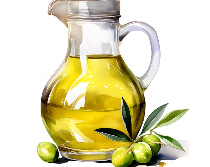 Olive Oil Clipart, Olive Oil In Glass Jug Images, 10 Watercolor Clip Art, Printable JPGs, Instant Download, Commercial Use, Paper craft