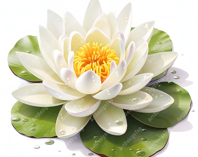 Water Lily Clipart, Waterlilies Images, 10 Watercolor Clip Art, Printable JPGs, Instant Download, Commercial Use, Paper craft