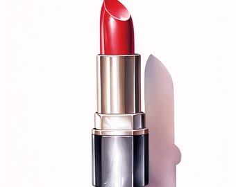 Watercolor Lipstick Clipart: 10 Beauty Cosmetic JPGs (Commercial Use, Instant Download