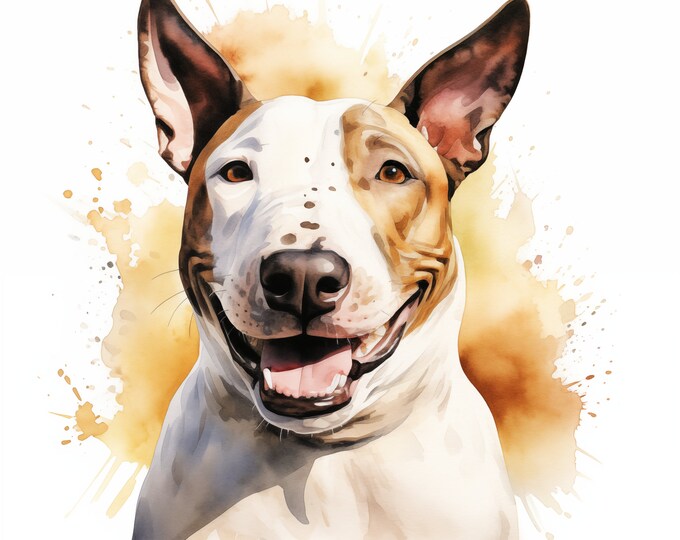 Bull Terrier Clipart, Miniature Bull Terrier Dog Images, 10 Watercolor Clip Art, Printable JPGs, Instant Download, Commercial Use