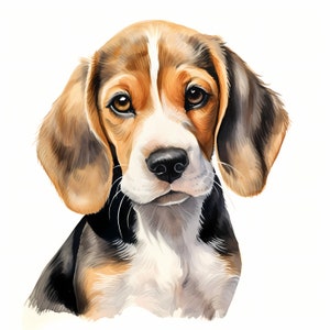 Clipart de beagle, imagens de cachorrinho, 10 clipart em aquarela, JPGs para impressão, download instantâneo, uso comercial, artesanato em papel