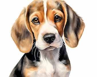 Beagle Clipart, Puppy Dog Images, 10 Watercolor Clip Art, Printable JPGs, Instant Download, Commercial Use, Paper craft
