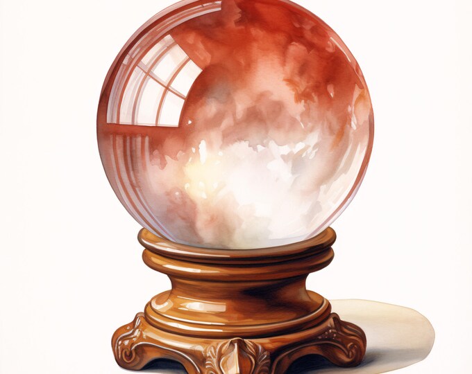 Crystal Ball Clipart, Magic Sphere Images, 10 Watercolor Clip Art, Printable JPGs, Instant Download, Commercial Use, Paper Craft