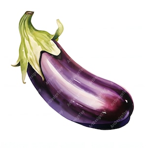 Eggplant Clipart, Purple Eggplants Images, 10 Watercolor Clip Art, Printable JPGs, Instant Download, Commercial Use, Paper craft
