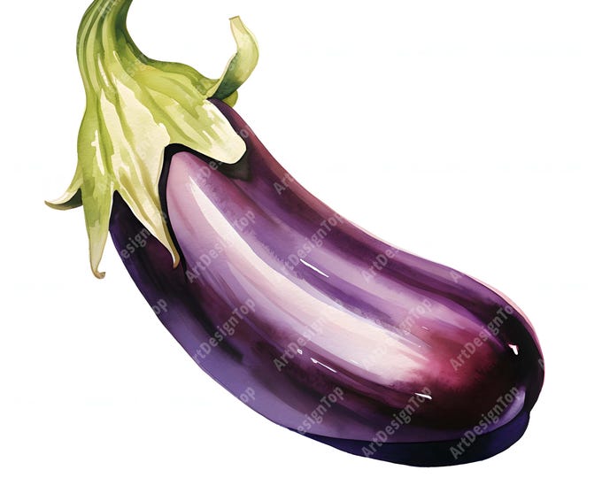 Eggplant Clipart, Purple Eggplants Images, 10 Watercolor Clip Art, Printable JPGs, Instant Download, Commercial Use, Paper craft