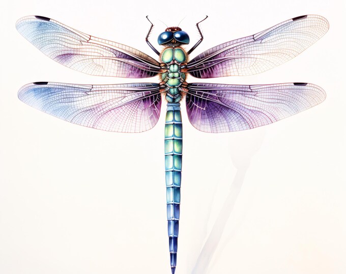 Dragonfly Clipart, Blue Insect Images, 10 Watercolor Clip Art, Printable JPGs, Instant Download, Commercial Use, Paper craft