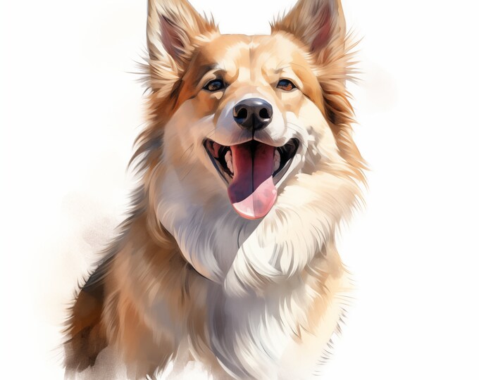 Icelandic Sheepdog Clipart, Icelandic Dog Images, 10 Watercolor Clip Art, Printable JPGs, Instant Download, Commercial Use, Paper craft