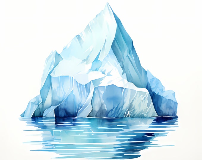 Iceberg Clipart, Arctic Mountains Images, 10 Watercolor Clip Art, Printable JPGs, Instant Download, Commercial Use, Paper craft