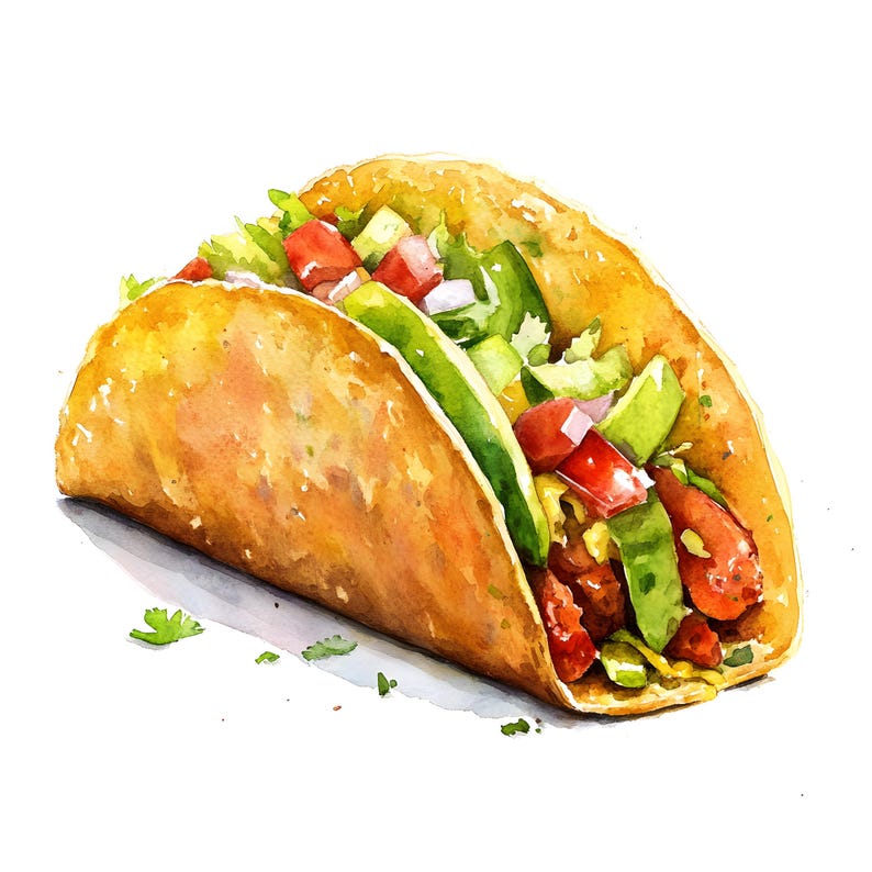 Watercolor Tacos Clipart: Mexican Food Art (jpgs, Commercial Use) - Etsy