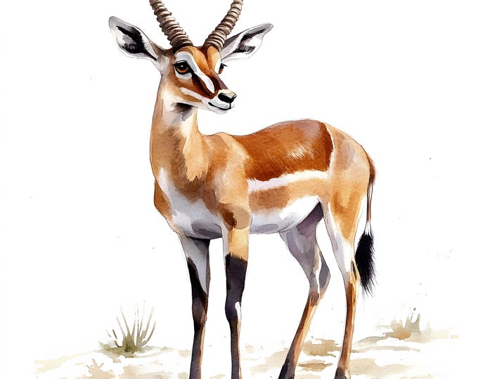 Antelope Clipart, Kudu Antelope Images, 10 Watercolor Clip Art, Printable JPGs, Instant Download, Commercial Use, Paper craft