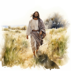 Jesus Christ Watercolor Clipart: Walking Images (JPG Digital Download ...
