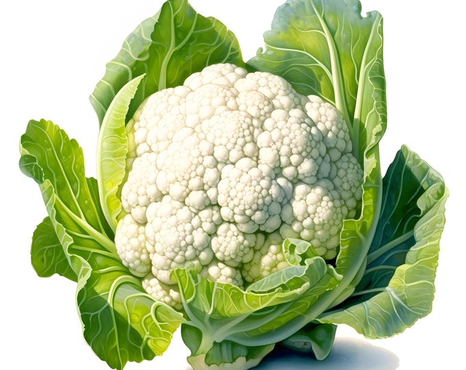 Cauliflower Clipart, Cauliflower Vegetable Images, 10 Watercolor Clip Art, Printable JPGs, Instant Download, Commercial Use, Paper craft