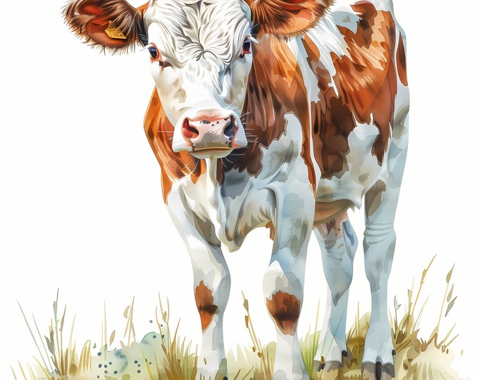 Farm Cow Clipart, Dairy Cows Images, 10 Watercolor Clip Art, Printable JPGs, Instant Download, Commercial Use, Paper craft